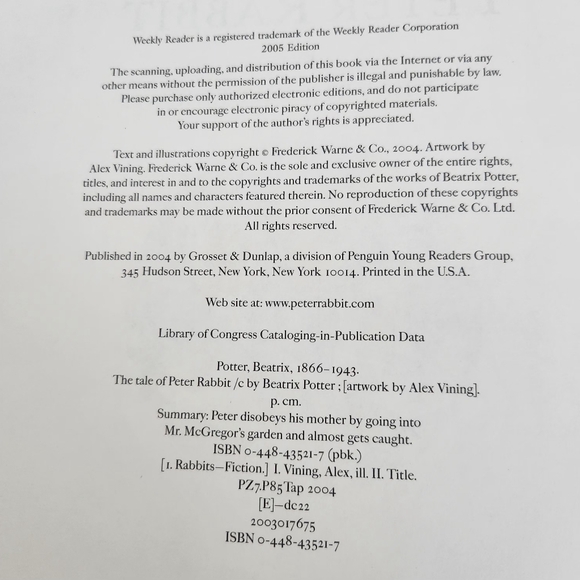 The Tale Of Peter Rabbit Beatrix Potter Hardcover Reading Railroad Books - Picture 3 of 7